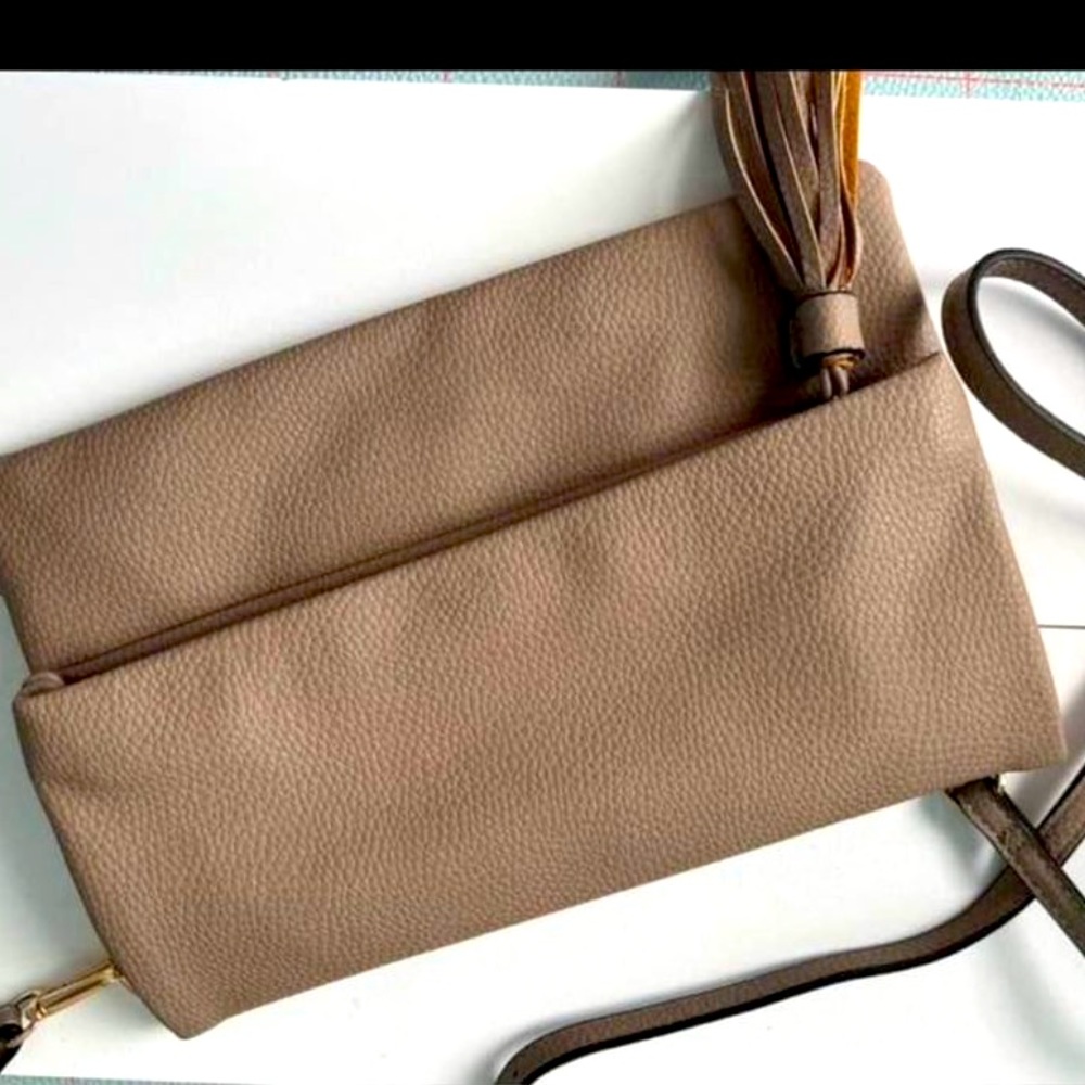 Vegan leather foldover clutch